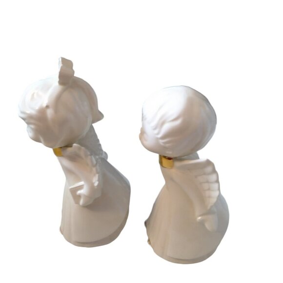 Kissing Choir Angel Set Of 2 Ceramic Figurines 1980 Christmas Vintage CB3 - Picture 3 of 6